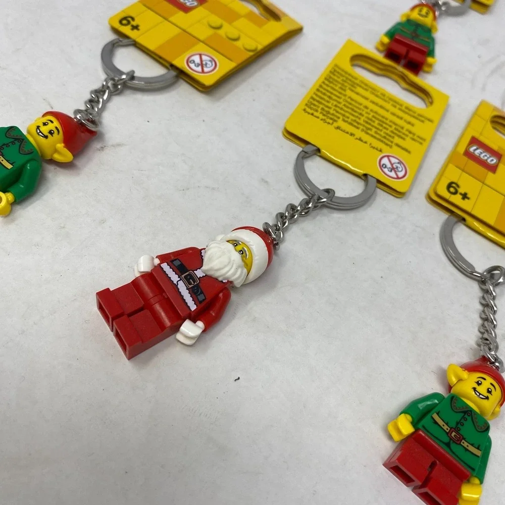 LEGO Minifig Santa Clause and Elf Keychains Christmas Charm -‎ NEW